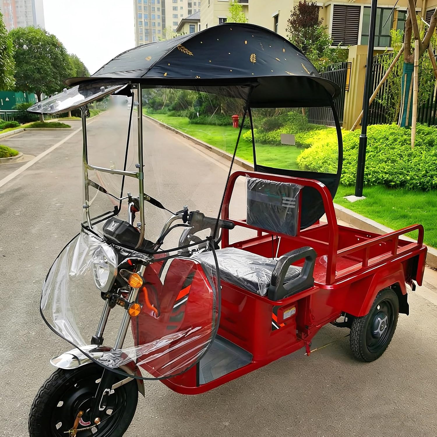 Adult Tricycle Cover Electric Tricycle Covers Tricycle Frame Canopy, Protect 3-Wheel Bike from Rain,Dust,Debris,and Sun, for Outdoor Riding(Black)