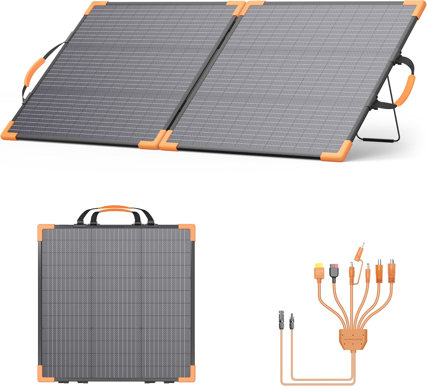 100 Watt Bifacial Portable Solar Panel for Power Station, 20V Foldable Solar Charger with IP68 Waterproof, 23.5% High Efficiency with 2 Reinforced Kickstands for Camping RV Off-Grid Blackouts