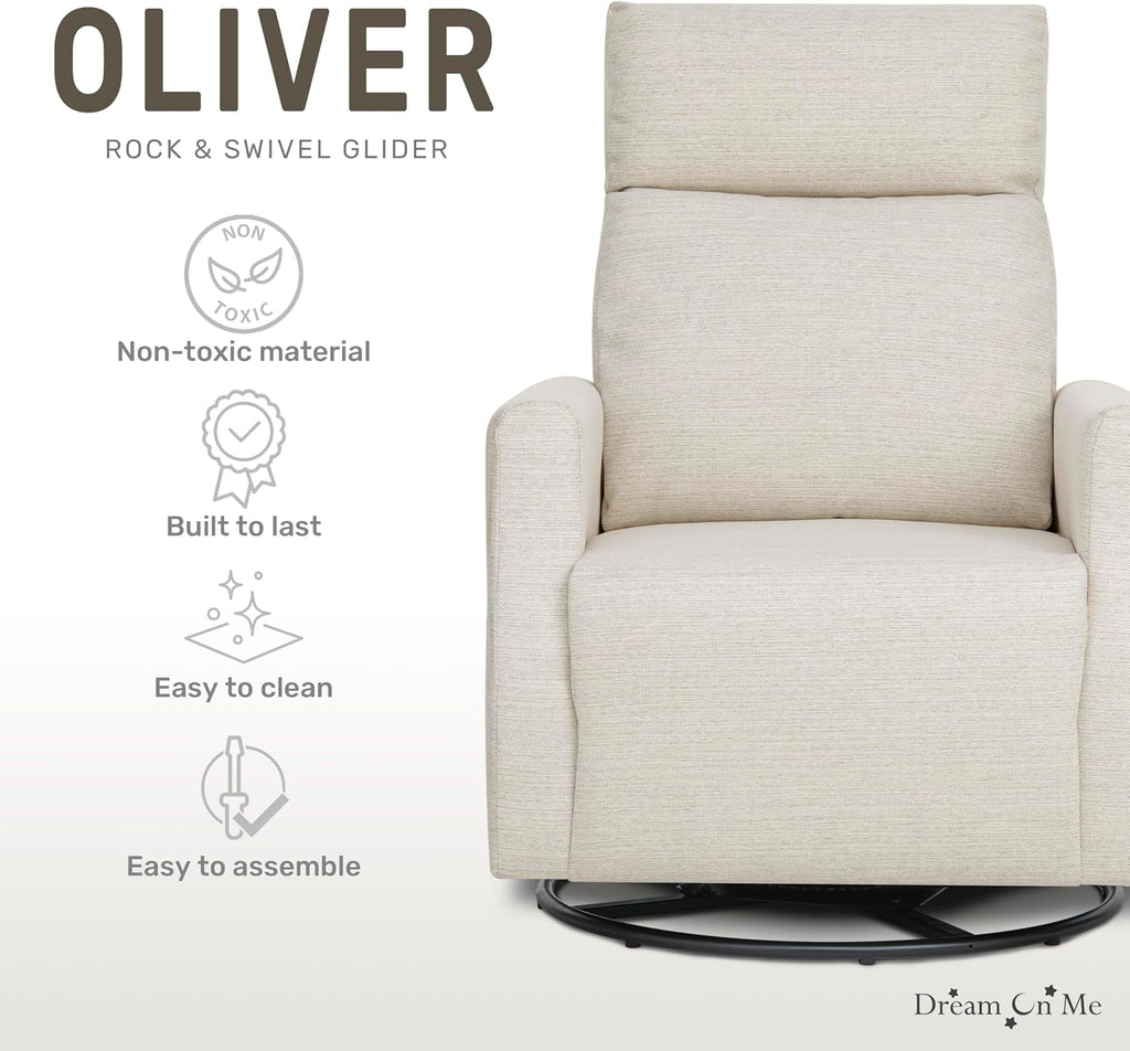 Dream On Me Oliver Swivel Glider with 360-Degree Swivel and Plush Corduroy Fabric, FSC Certified.