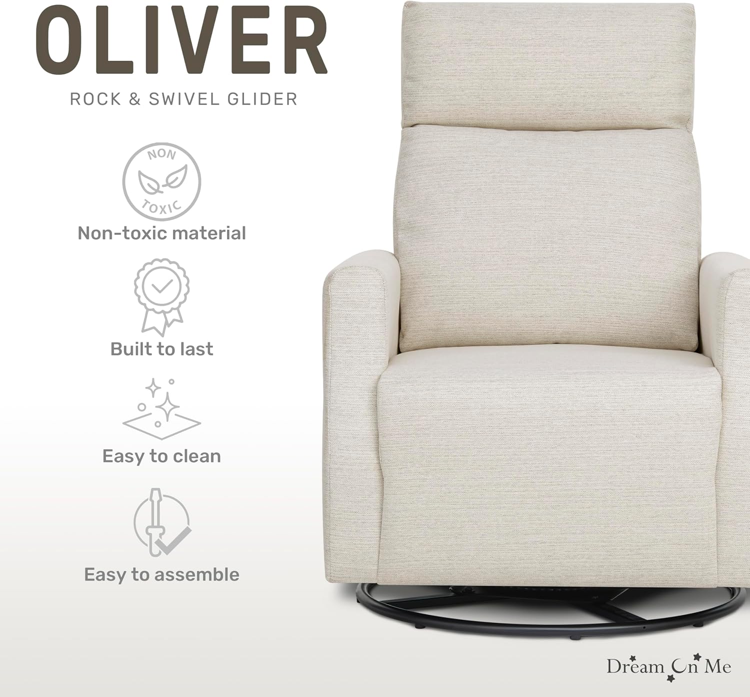 Dream On Me Oliver Swivel Glider with 360-Degree Swivel and Plush Corduroy Fabric, FSC Certified.