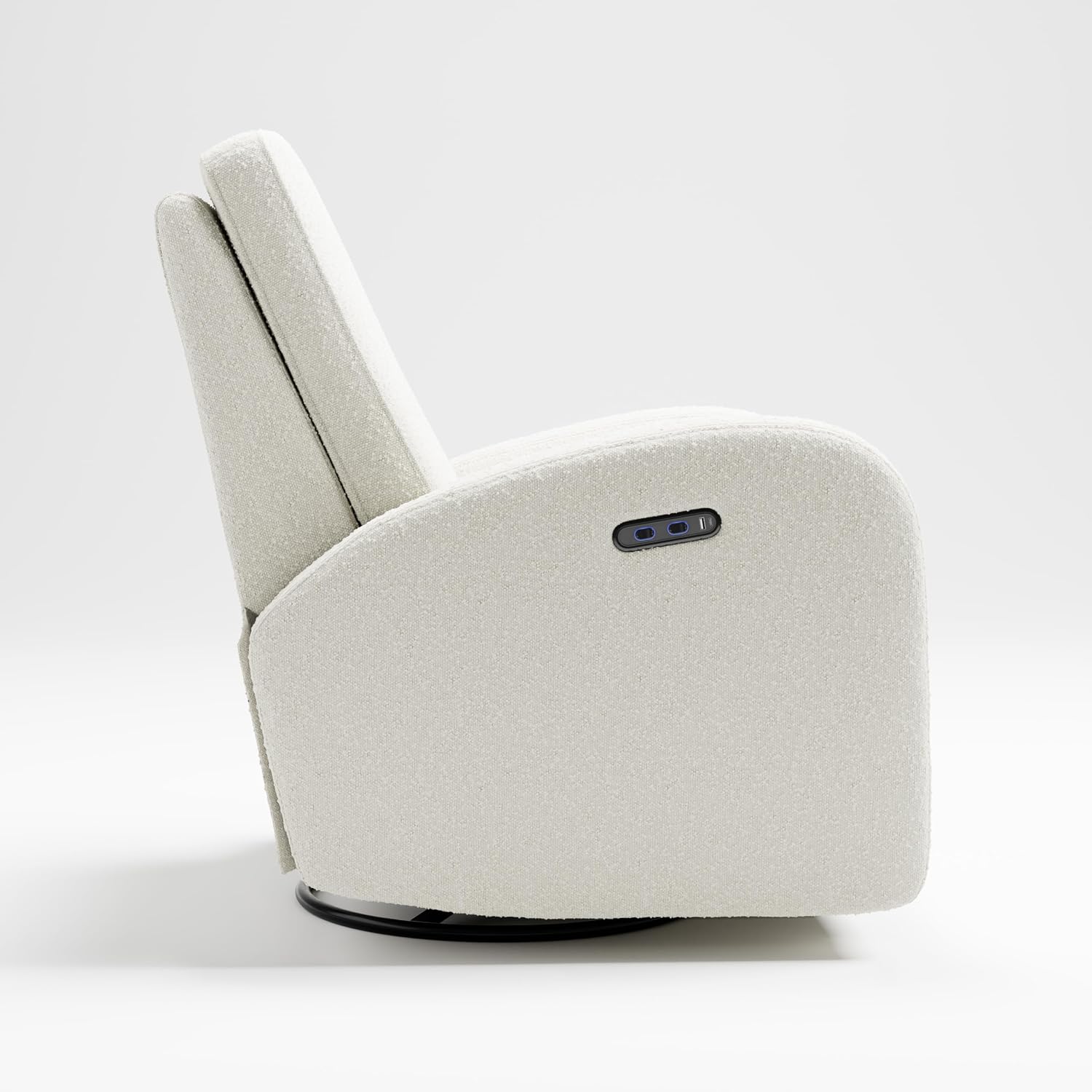 Storkcraft Santa Monica Power Recliner Swivel Glider (Ivory Boucle) – Effortless Electronic Power Recline, USB-A & USB-C Charger