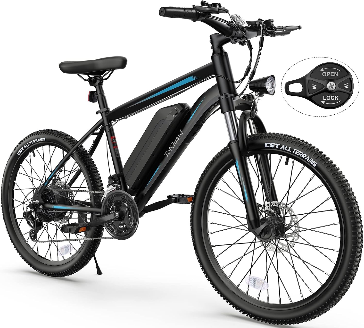 TotGuard Electric Bike for Adults, 26' Ebike with Peak 500W Brushless Motor, Electric Mountain Bike with 374Wh Removable Battery, 50 Miles Electric Bicycle with Suspension Fork, 21 Speed, LCD Display.
