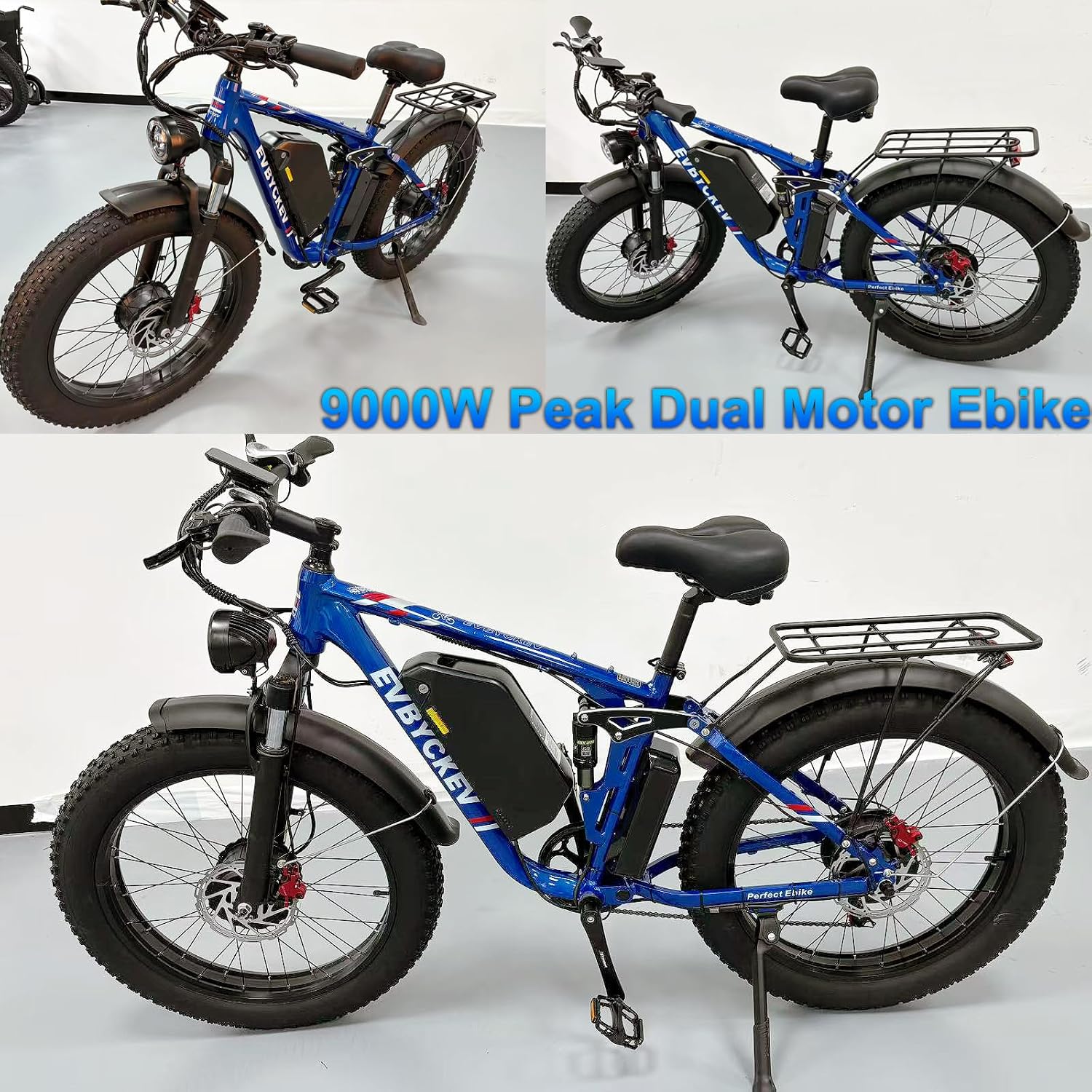9000W Peak Electric Bike for Adults,58V Max-Output 1856Wh Dual Motor Ebike,34Ah Battery 47MPH Up to 105Miles Fast 24' x4.0 Fat Tire Ebike,Full-Suspension Mountain E-Bike for Beach Snow