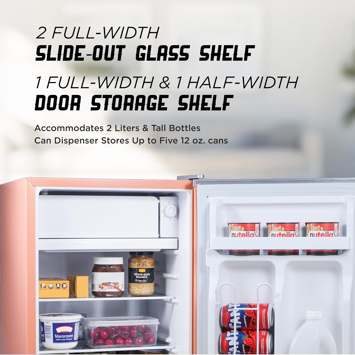 ICEBOX 2.5 Cu. Ft. Compact Refrigerator, ENERGY STAR Certified Small Refrigerator, Single Door Mini Fridge with Chiller Compartment, R600a Refrigerant, IBCR25BLS, Blush Red