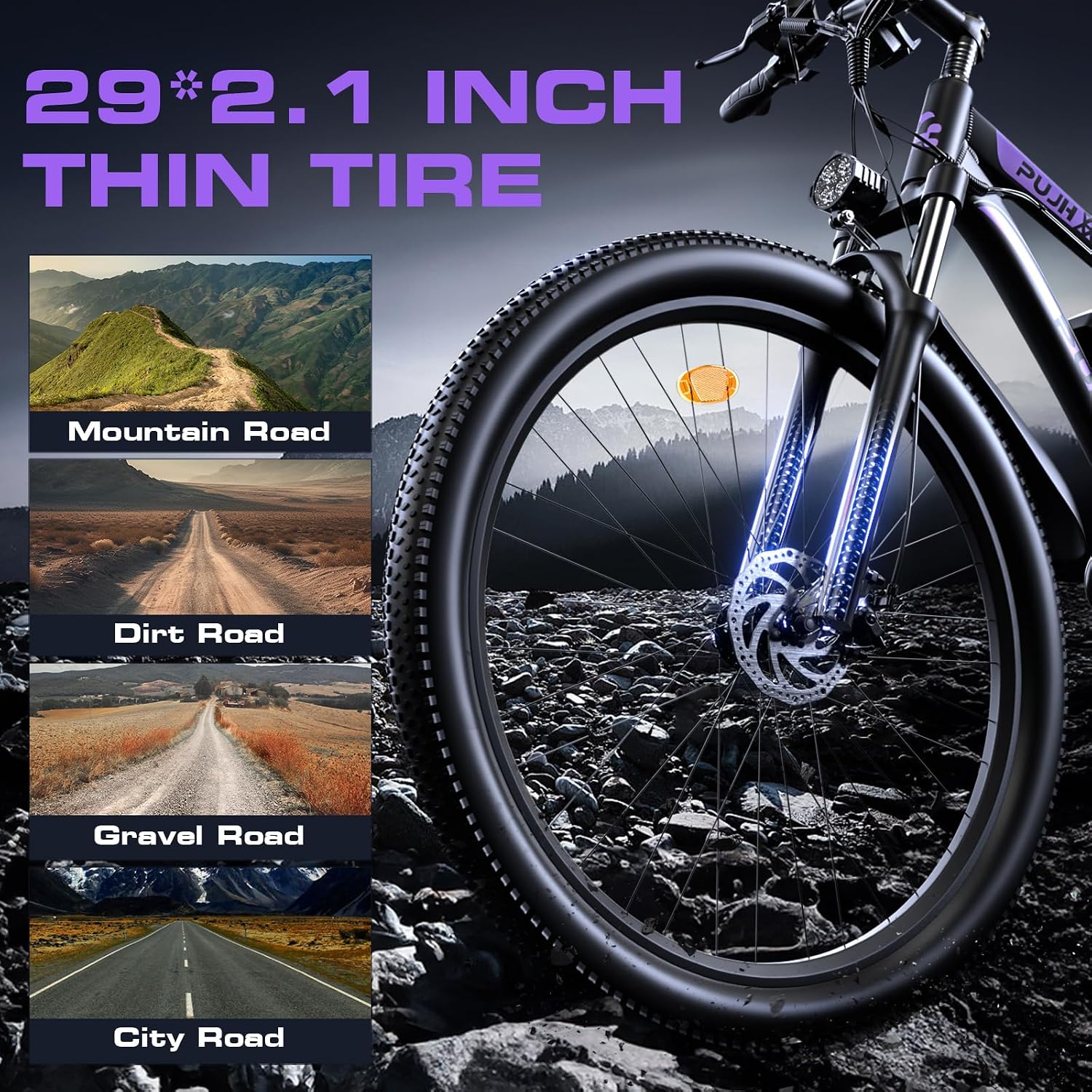 Electric Bike for Adults with Peak 2000W, Max 34 mph 30-80 Miles Commuting Electric Mountain Bike, 48V 17.5Ah Removable Battery 21-Speed Disc Brakes, 29' Tires and Front Suspension