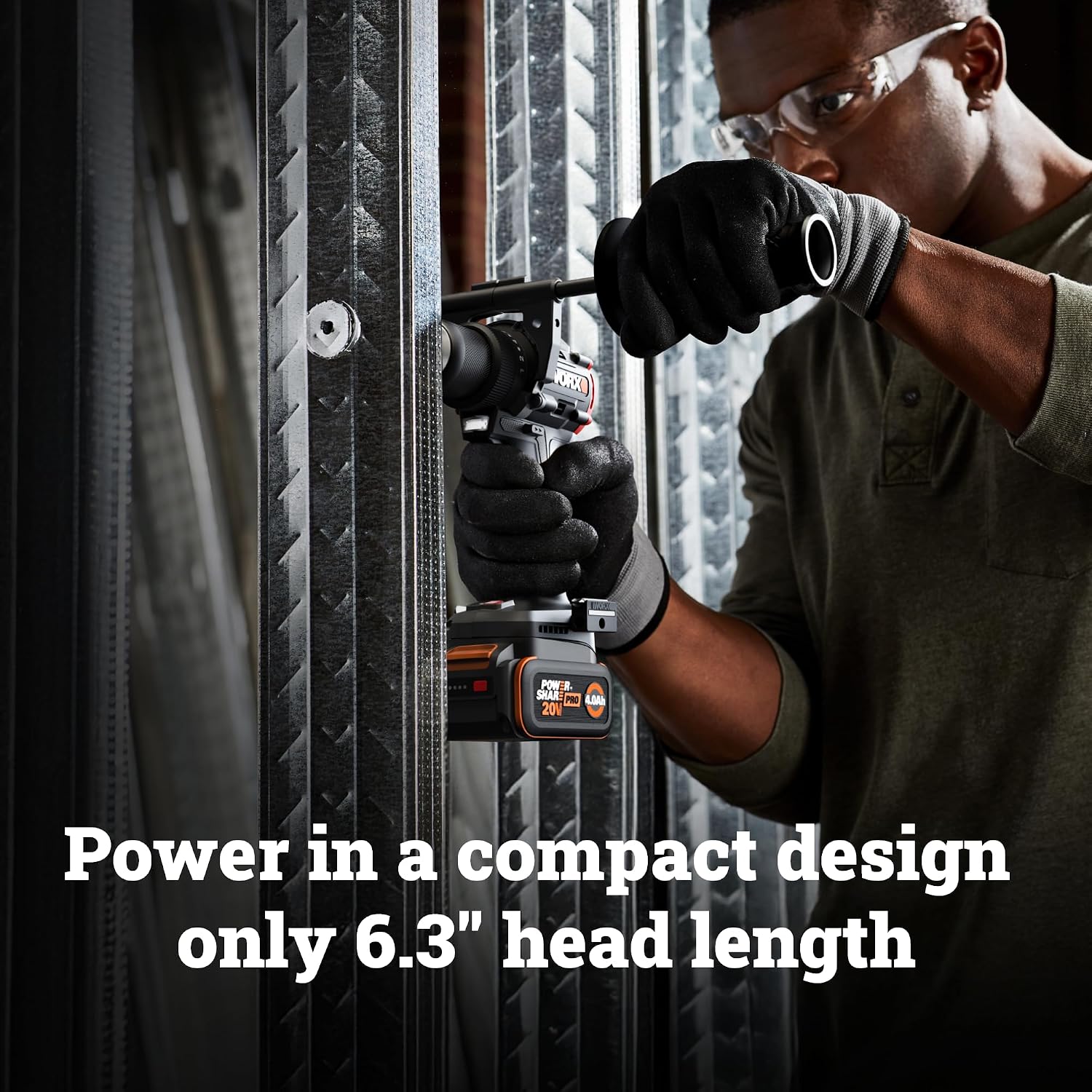 WORX Cordless Drill Driver, 20V 930 in·lbs Brushless Power Drill Driver, Powerful and Faster Drilling and Driving, Compact 6.3' length, 20V 4.0 Ah Battery and Charger Included, PowerShare