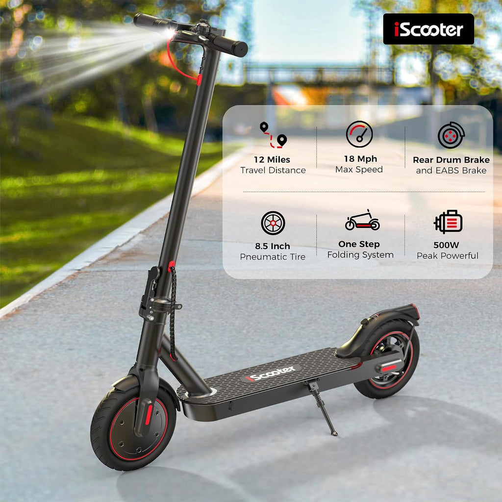 iScooter Electric Scooter Adults & Big Kids, Cruise Control, Dual Braking System, Smart App, Foldable Electric Scooter for Commuting & Campus Use