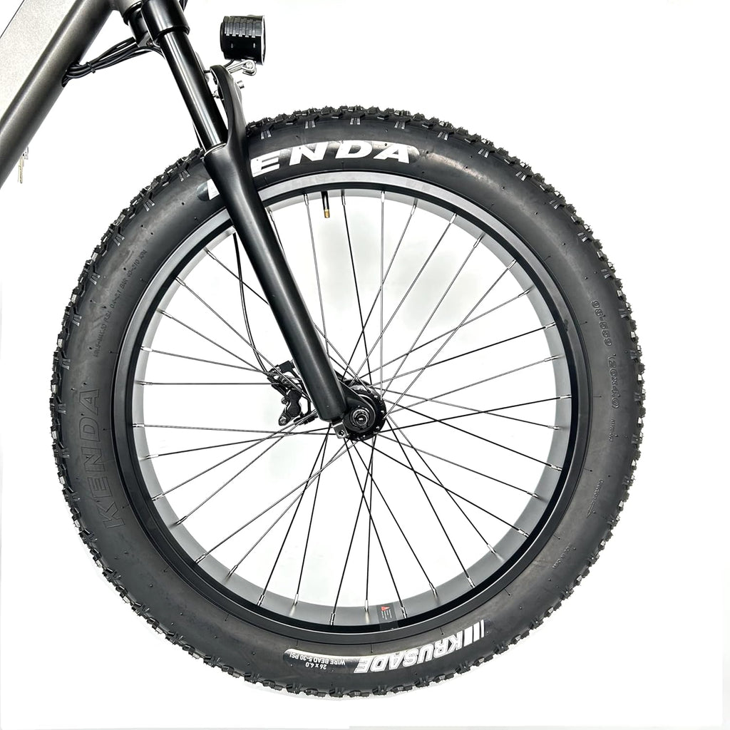 Electric Fat Bike Front Wheel 26''x4.0 with Tire Bearing Hub 12GA Spokes Black Alloy Aluminum Snow Bicycle fatbike Rim Wheel 26 Bolt On