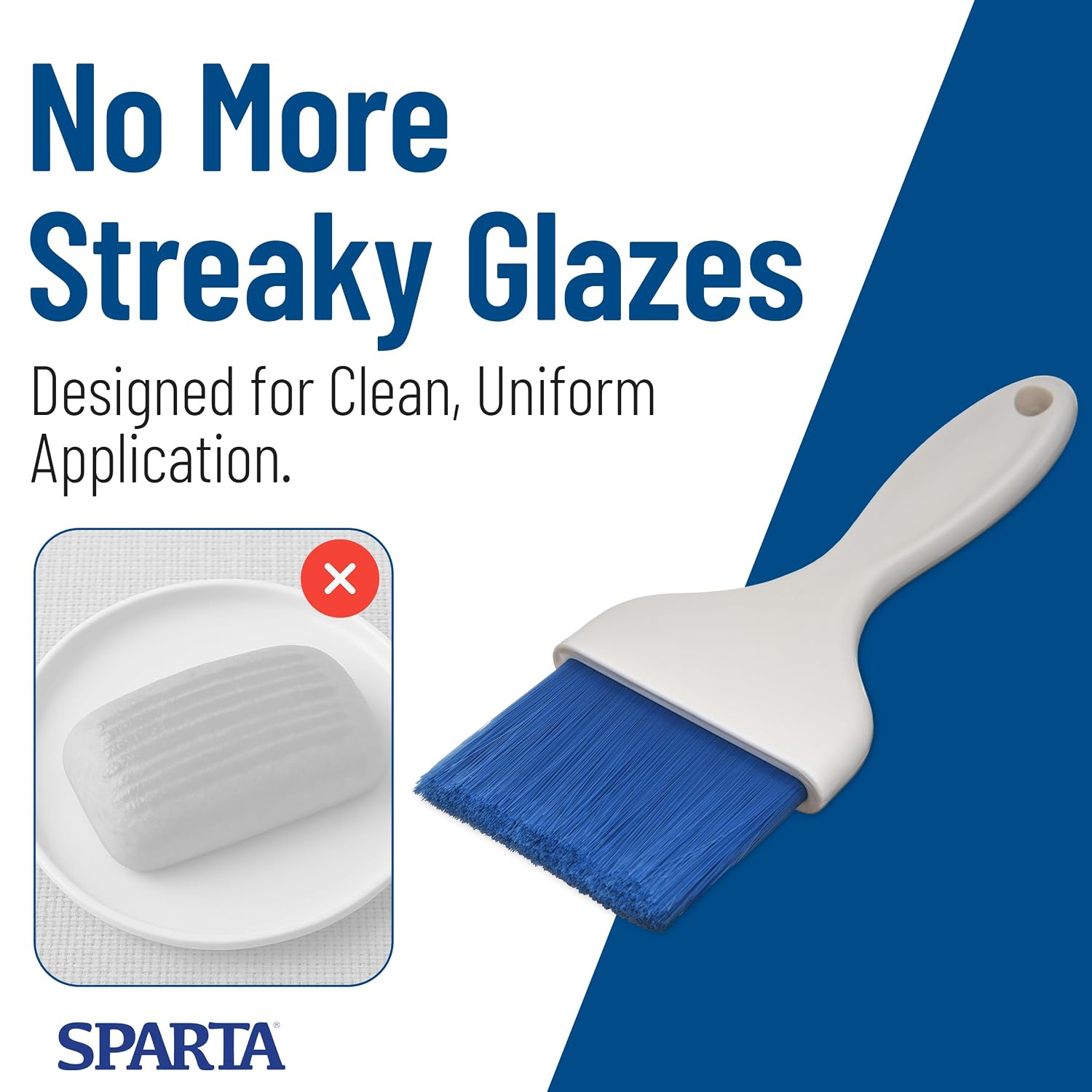 Carlisle Foodservice Products Galaxy Pastry Brush, 3' Wide, Flat, with Hanging Hole, Soft, Tapered with Chisel-Point Trim and Handle, Nylon, Blue, (Pack of 12)