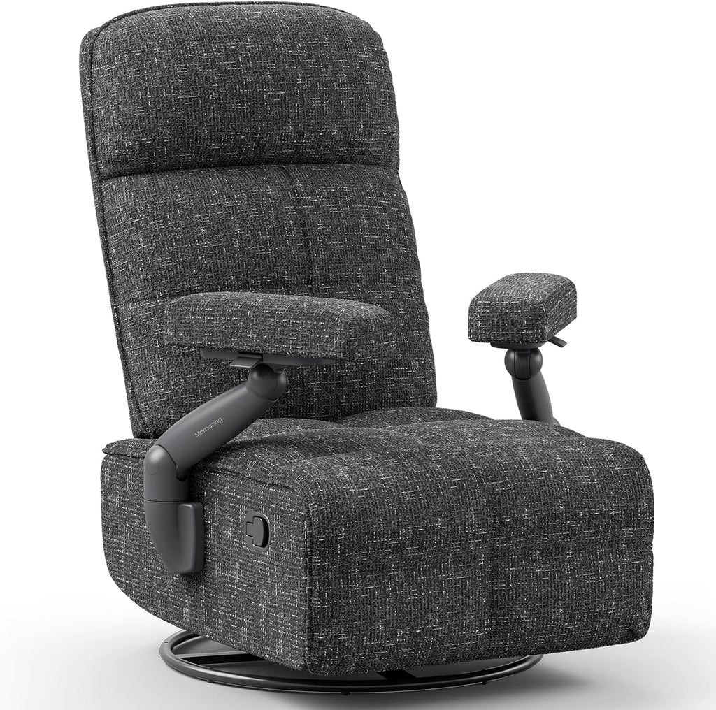 MAMAZING Lullacloud Swivel Rocker Recliner Chair for Adults with Adjustable Armrests & Headrest, Glider Rocking Chair Indoor with Removable Cover, Reading Chair with a Cushion for Living Room Bedroom