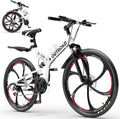 26 Inch Adult Folding Bikes/Mountain Bikes, 21 Speeds Mountain Bicycles with Full Suspension, Dual Disc Brake, High Carbon Steel Frame, Foldable Bike for Men/Women/Teen, Multiple Colors