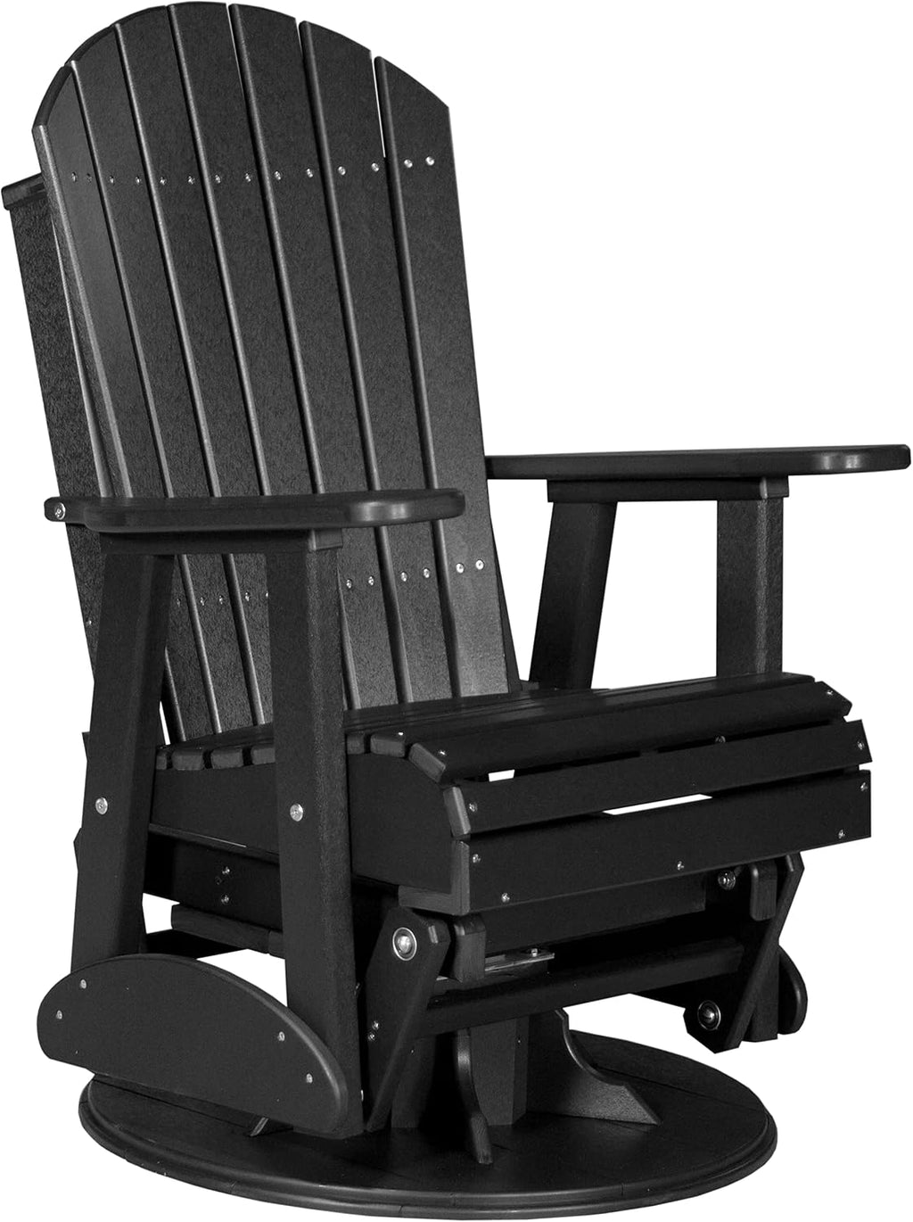 LuxCraft 2' Adirondack Outdoor Swivel Glider Chair, Patio Gliding Rocker, Swiveling Glider Rocking Chair for Outside (Black)
