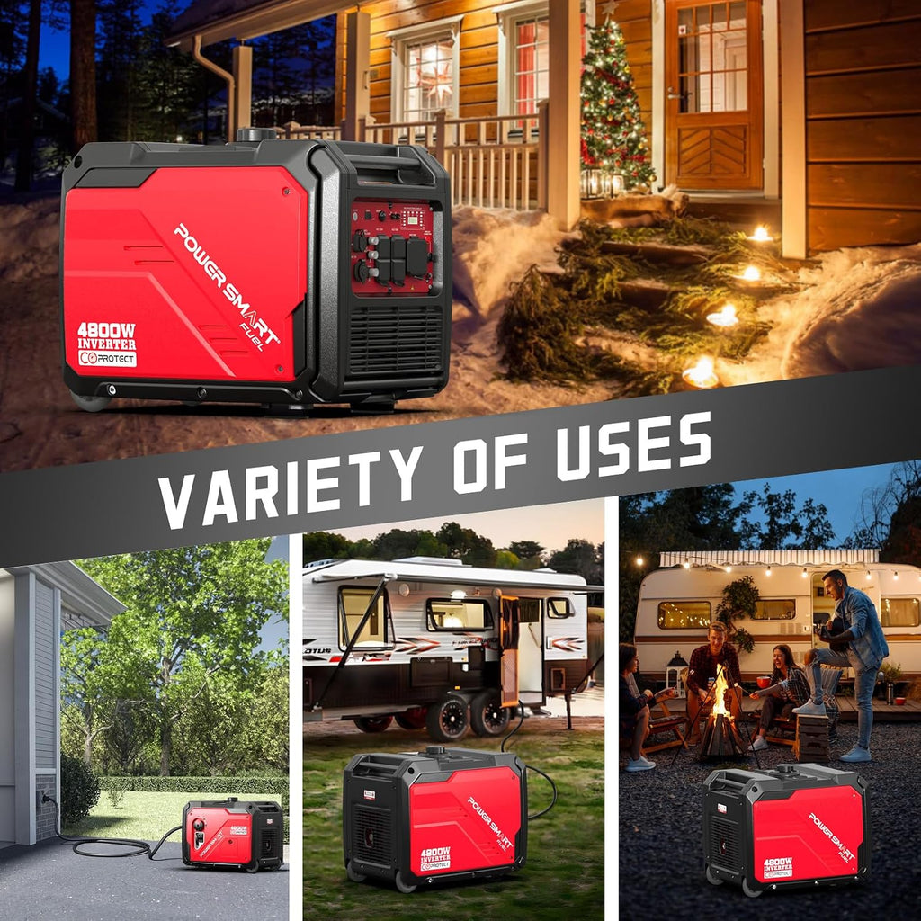 PowerSmart 4800W Portable Inverter Generator, Remote/Electric Start, Gas Powered, Quiet & Parallel Ready, RV Ready with 30A Outlet, EPA & CARB Compliant for Home Backup, Camping,Portable Power Station