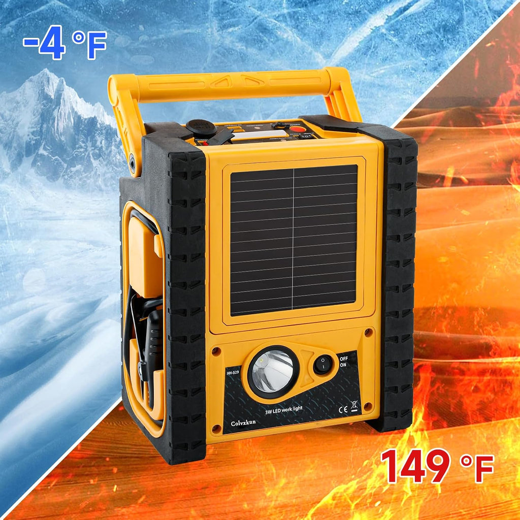 2000A Peak Car Battery Jump Starter with Air Compressor, All in One Heavy Duty 12V Battery Jump Box (All Gas 8.5L Diesel), Portable Power Station with 400W Inverter, AC/DC/USB Ports and LED Lights