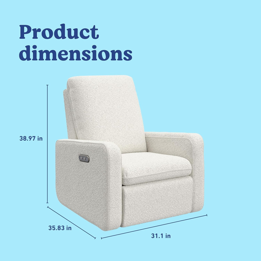 Graco Teddi Power Recliner Swivel Glider, Electronic Power Recline, Oeko-TEX 100 Certified, USB-A & USB-C Charger, Premium Cushioning & Comfort – (Ivory Boucle)