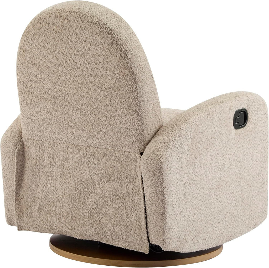 Merax Boucle 360 Swivel & Glider Recliner Chair, Soft Bedroom Sofa Chair with with Thicker Seat Cushion, Modern Home Theater Seating for Living Room Almond