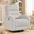 Swivel Rocker Recliner Glider Rocking Chair for Nursery, Corduroy Recliner with Chunky Cushion, Manual Swivel Recliner Chair for Living Room, Bedroom, Nursery(Camel)