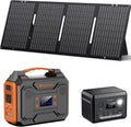 Portable Power Station 300W with Solar Panel 60W Foldable, 110V AC Outlet Camping Solar Power Bank Generator with Panels, 100W USB C Power Bank Fast Charging for Laptop Smart Devices RV Van Outdoor