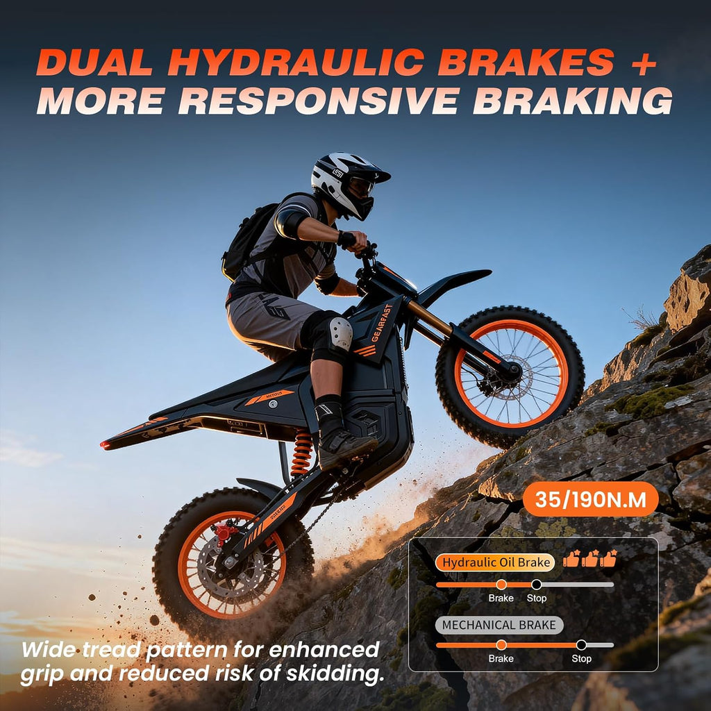 Electric Dirt Bike for Adults Teens, Peak 3000W, 36MPH&60 Miles Electric Motorcycle, 48V 21/23.4AH Removable Battery, Hydraulic Brakes&Full Suspension, 14'/12' Fat Tire, Mountain Off-Road