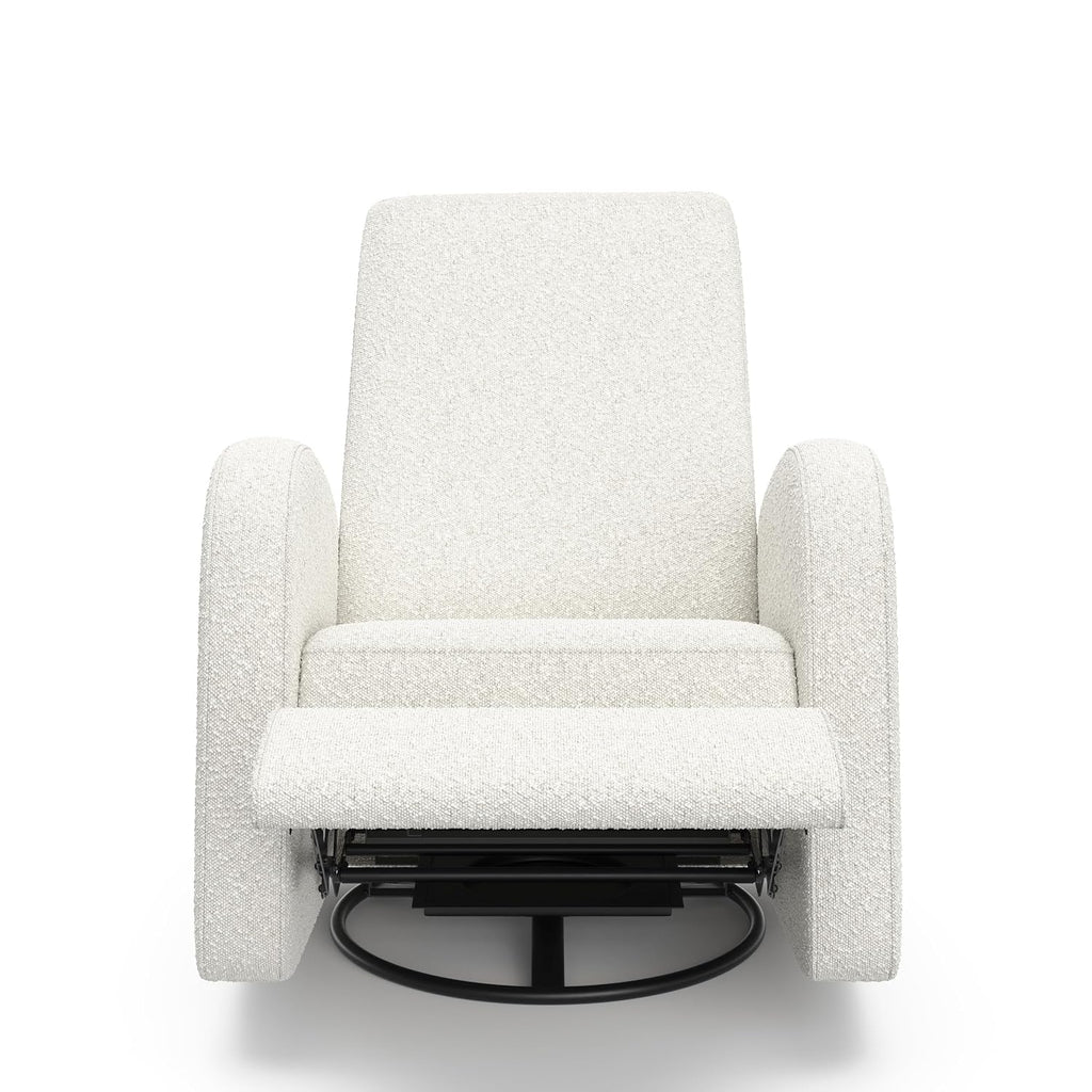 Storkcraft Santa Monica Power Recliner Swivel Glider (Ivory Boucle) – Effortless Electronic Power Recline, USB-A & USB-C Charger