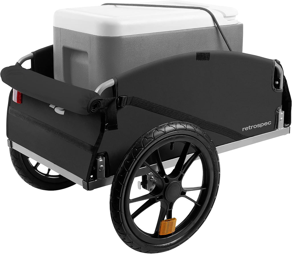 Retrospec Rover Hauler Bike Cargo Trailer - Foldable Frame with Weather-Resistant Fabric & 80lb Capacity - Universal Bike Trailer for 20-29in Wheels - Includes Safety Flag & D-Ring Anchors