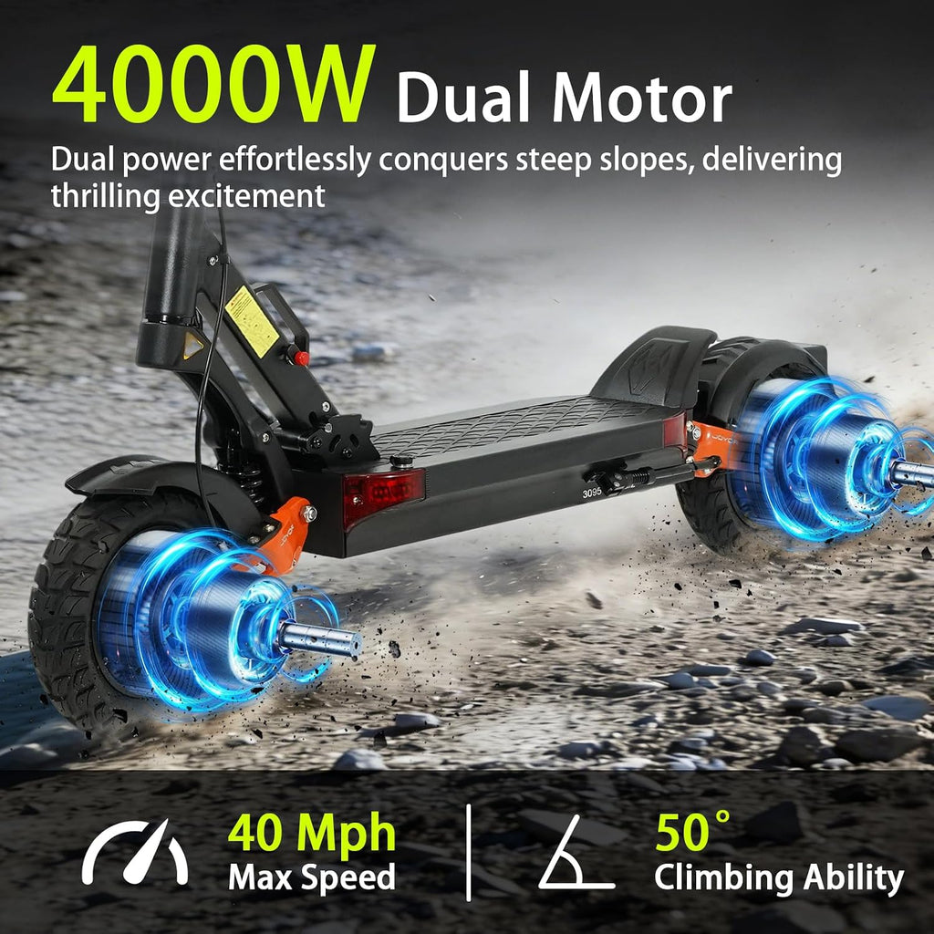Electric Scooter Adults 1600/4000/6000W Motor 50 Miles Long Range & 40/45/50 MPH Top Speed 10' Off Road Tire Folding E-Scooter 60V/48V 20.8AH Battery Kick Scooter with Detachable Seat for Commuter