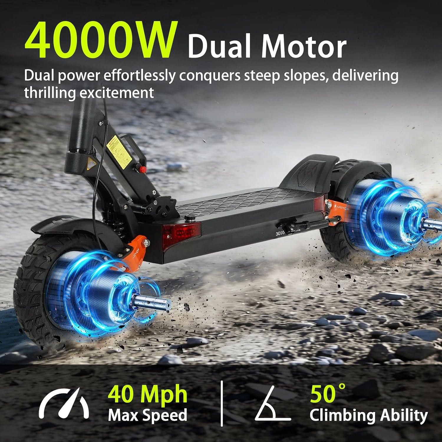 Electric Scooter Adults 1600/4000/6000W Motor 50 Miles Long Range & 40/45/50 MPH Top Speed 10' Off Road Tire Folding E-Scooter 60V/48V 20.8AH Battery Kick Scooter with Detachable Seat for Commuter