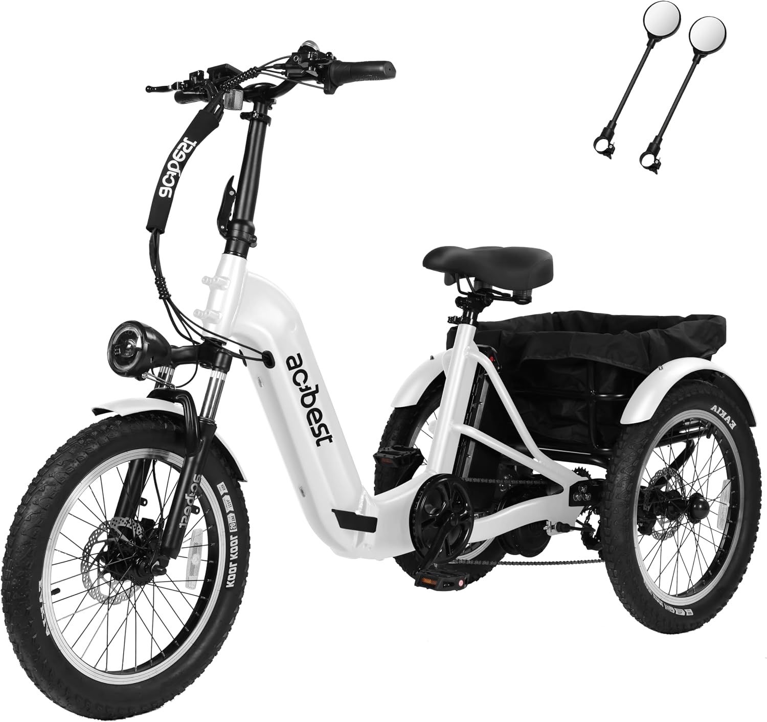 ACTBEST Triker Electric Bike, Peak 1200W Brushless Motor Folding Trike Ebike, 748.8Wh Removable Battery,Up to 70 Miles,Step-Thru 3 Wheel Electric Bicycle,20X3.0 Fat Tire Tricycle for Adults