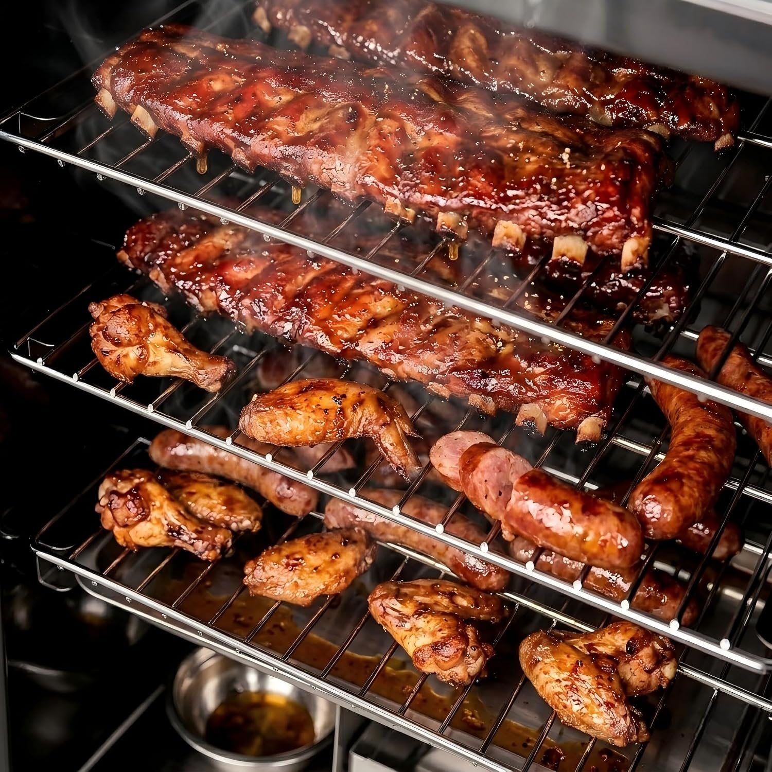 CLIVIA 8-Layer Electric Smoker with Side Wood Chip Loader, 1600W Vertical Digital BBQ Smoker Oven, 0-24H Timer & 86-257°F Temp Control, Large Capacity Meat Smoker for Jerky, Sausage, Fish (DSH-S45E)
