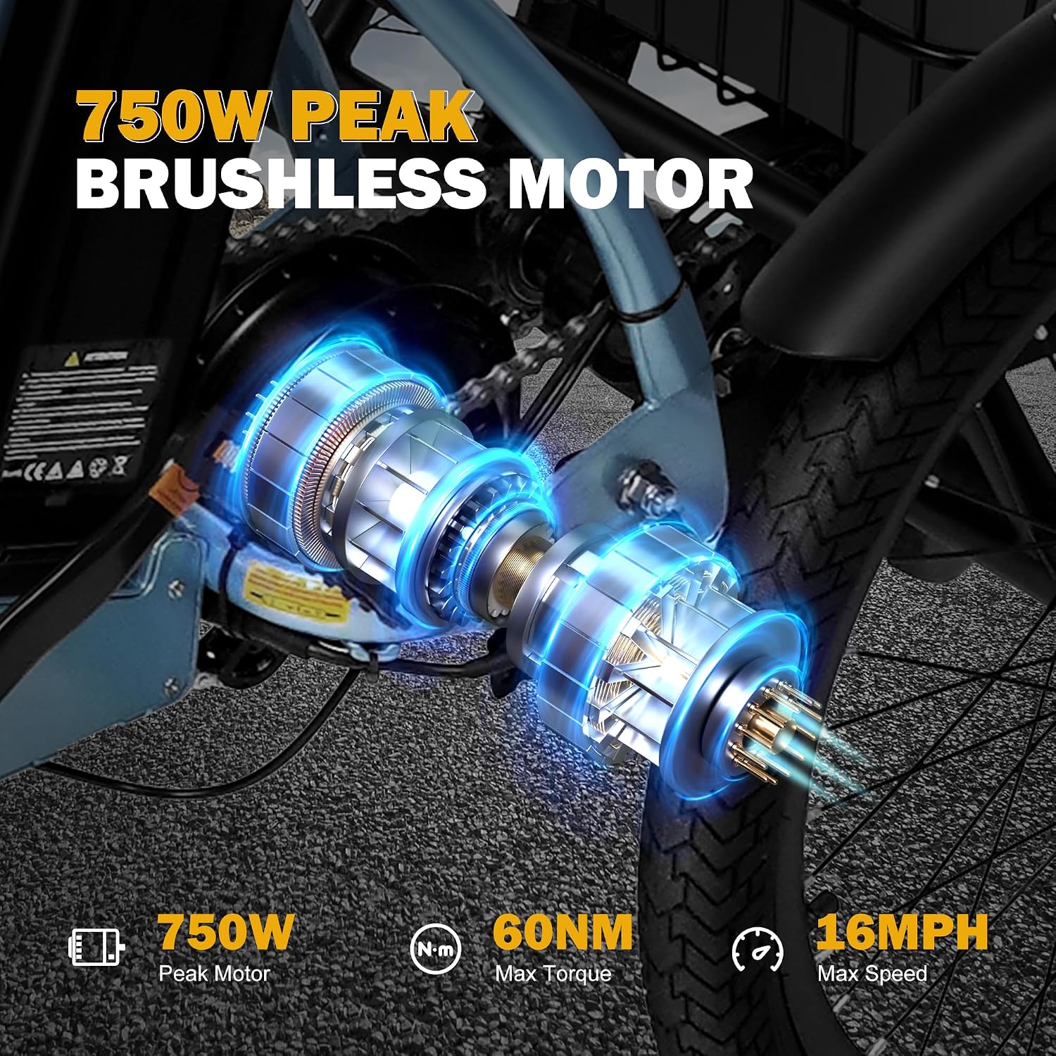 Qlife Triker Electric Bike, Peak 750W Brushless Motor Folding Trike Ebike, 468Wh Removable Battery, Step-Thru 3 Wheel Electric Bicycle, Up to 50 Miles, 20 Tire Tricycle for Adults,U1