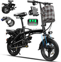 Electric Bike for Adults Teens, Commuter City Folding Ebike with 560W Motor and 48V Battery, 24MPH 3-Level Pedals Assist, Dual Disc Brakes,14' Compact Foldable Electric Bicycle with UL 2849 Certified