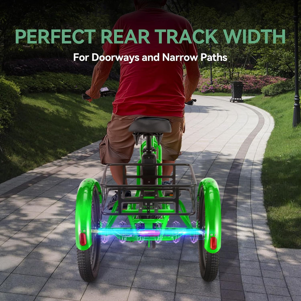 Vivi 750W Peak 20'' Folding 3 Wheels Electric Bicycle Bikes, 48V 10.4Ah Removable Battery Electric Tricycle for Adults, Speed Differential, 15.5MPH Eletric Trike with Bracket