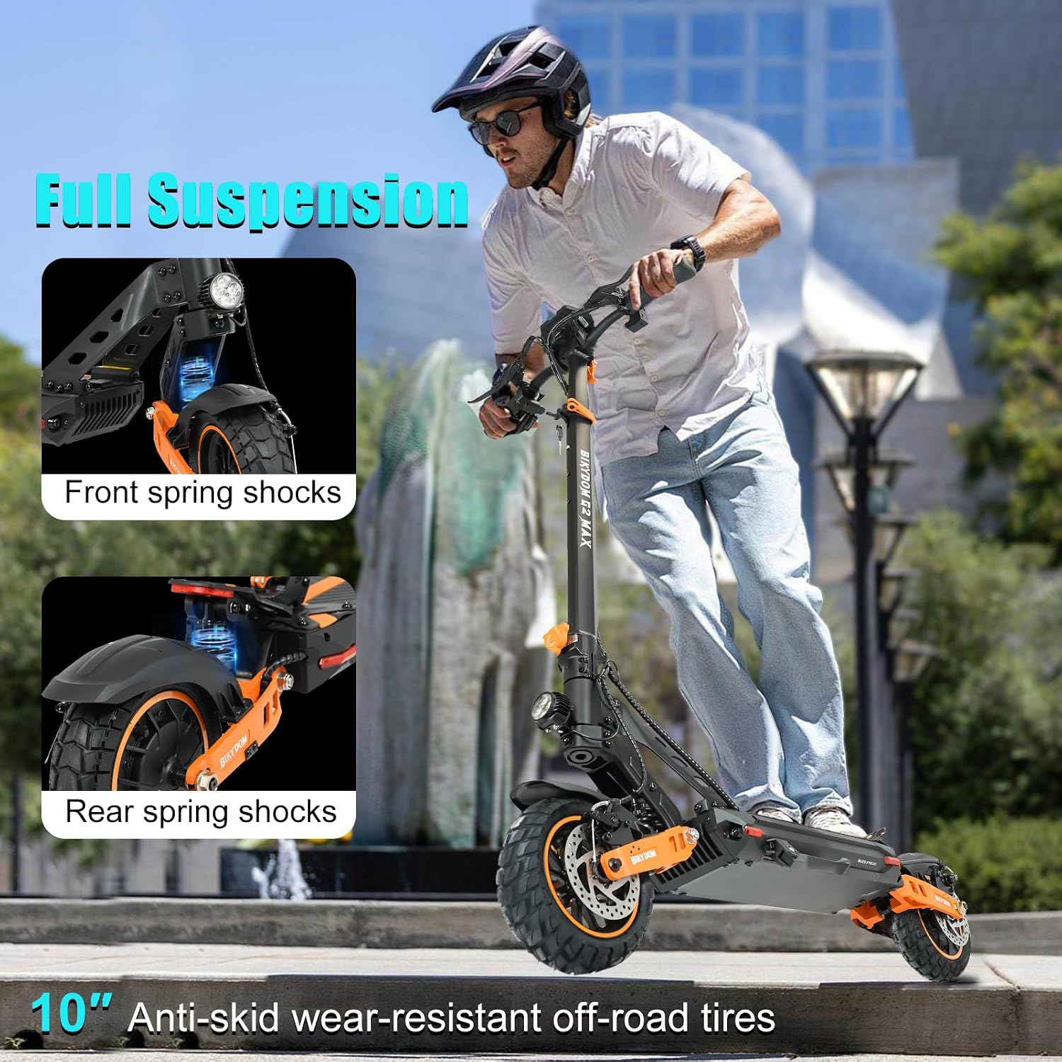 Electric Scooter Adults, 1600 W Motor Up to 50 Miles Range & 40 MPH Top Speed, 10' Off Road Tire Folding E-Scooter with Detachable Seat for Teen Commuting (UL 2272tested)