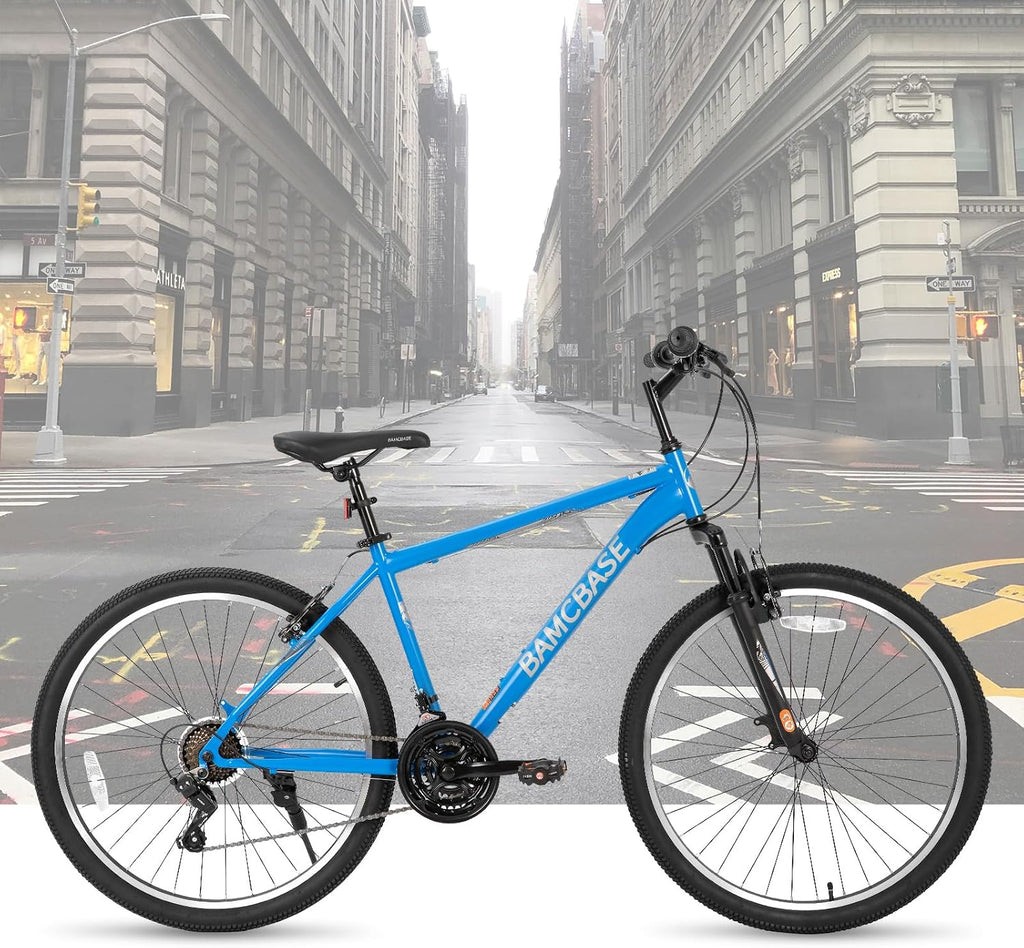HILAND 26 27.5 29 Inch Mountain Bike, Mens Womens MTB with 21 Speeds, High-Tensile Steel Frame, V Brake, Hardtail Bicycle for Adults
