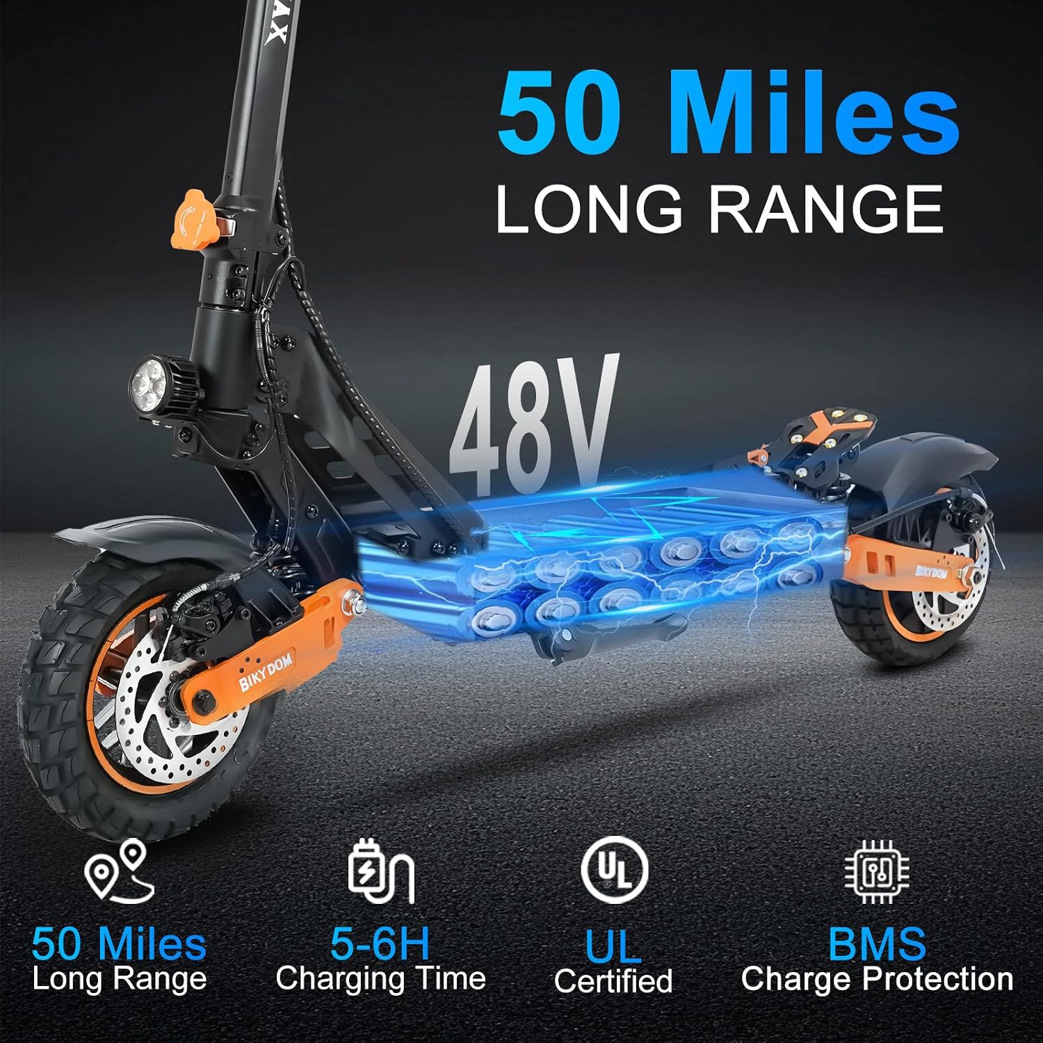 Electric Scooter Adults 1600/4000/6000W Motor 50 Miles Long Range & 40/45/50 MPH Top Speed 10' Off Road Tire Folding E-Scooter 60V/48V 20.8AH Battery Kick Scooter with Detachable Seat for Commuter