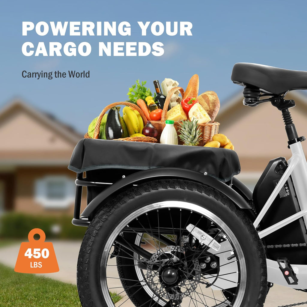 ACTBEST Triker Electric Bike, Peak 1200W Brushless Motor Folding Trike Ebike, 748.8Wh Removable Battery,Up to 70 Miles,Step-Thru 3 Wheel Electric Bicycle,20X3.0 Fat Tire Tricycle for Adults