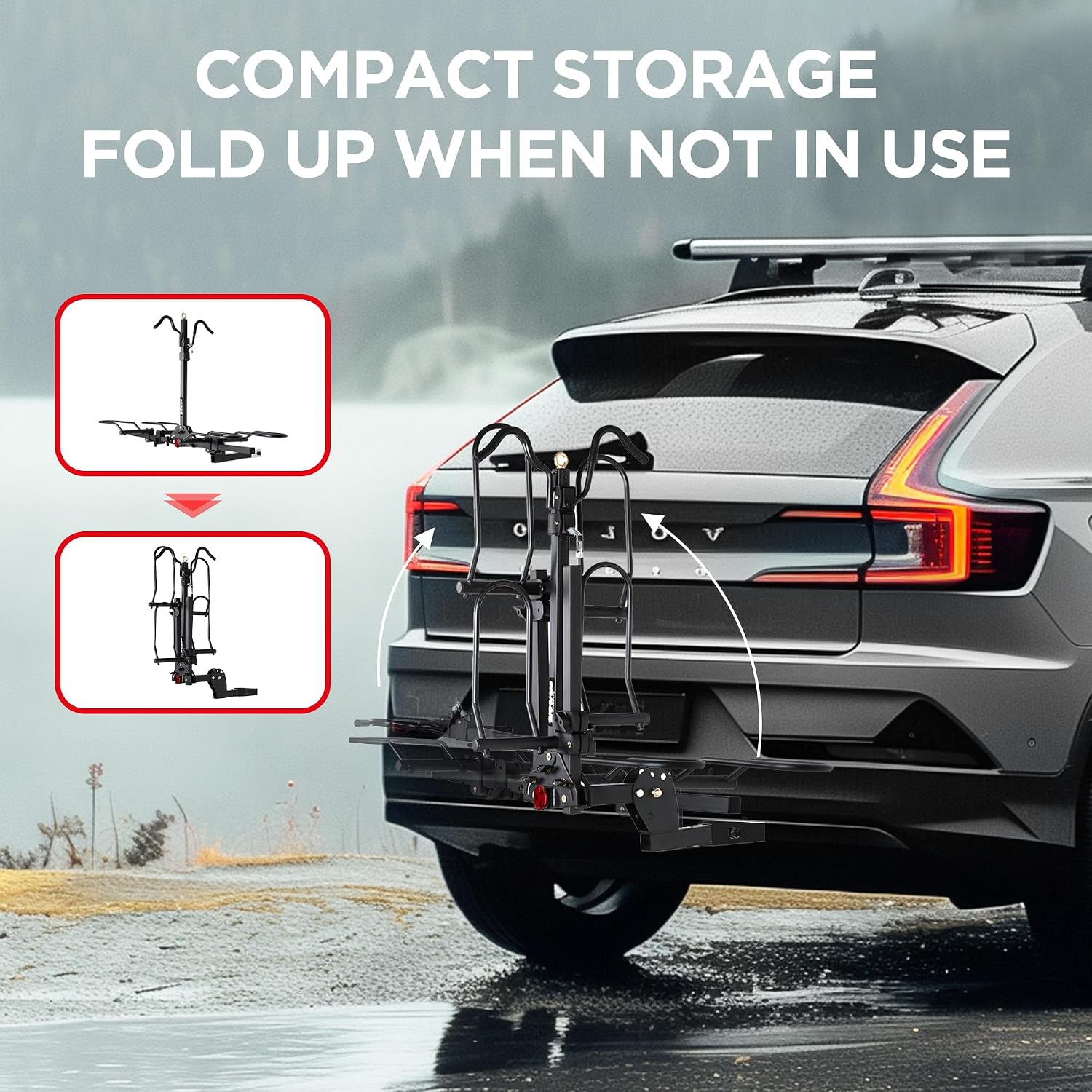 Young Bike Rack for Car, 200 lbs Capacity Hitch Mount 2-Bike Rack with Lock, Heavy Duty Carrier for Fat Tire Bikes Fits SUV Truck RV Van Trailer