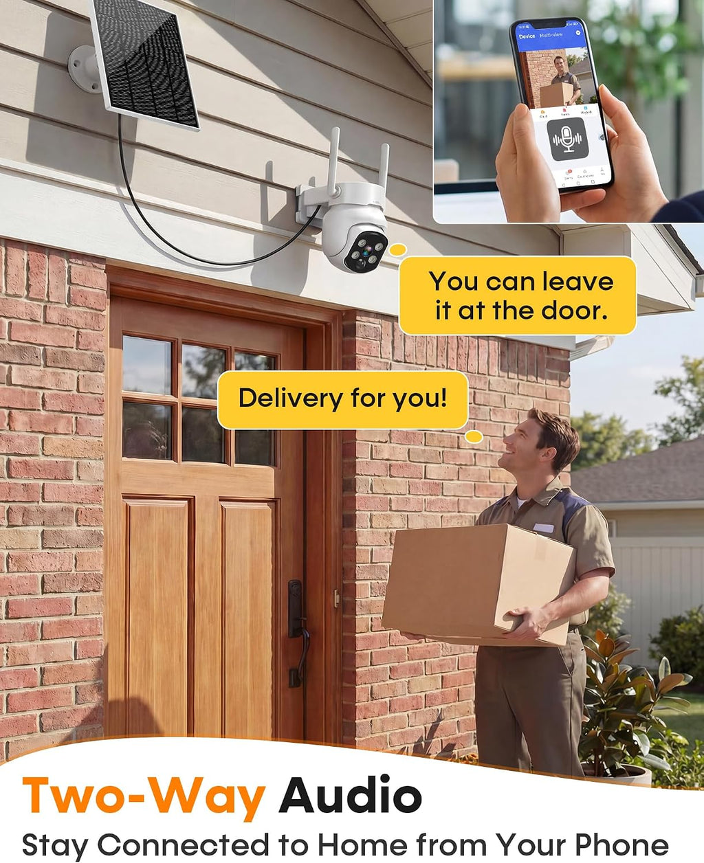 Security Cameras Wireless Outdoor: Solar Powered Auto Tracking with 10'' Monitor 4 Cam-Kit for Homeowners - Remote APP Access 360° Pan 2K Color Night Vision for Front Door, Porch, Backyard