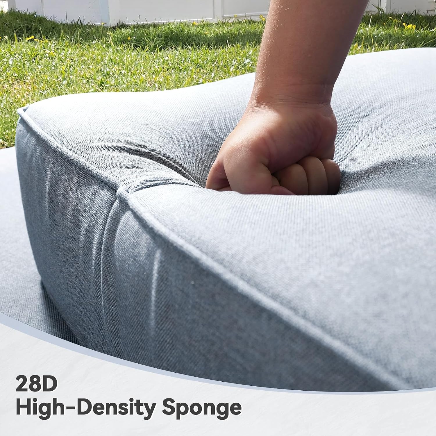 Luxury 6' Outdoor Cushions for Patio Furniture, 24x24x6' Thick Seat Cushion Set, Fade Resistant Couch Chair Replacement Cushions High Density Deep Wicker Chair Cushion with Removable Cover Baby Blue