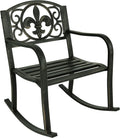 Sunnydaze Outdoor Rocking Chair for Lounging – Durable Metal Patio Chair with Cast Iron & Steel Frame – Ideal for Backyard, Lawn, or Garden – 275lb Capacity