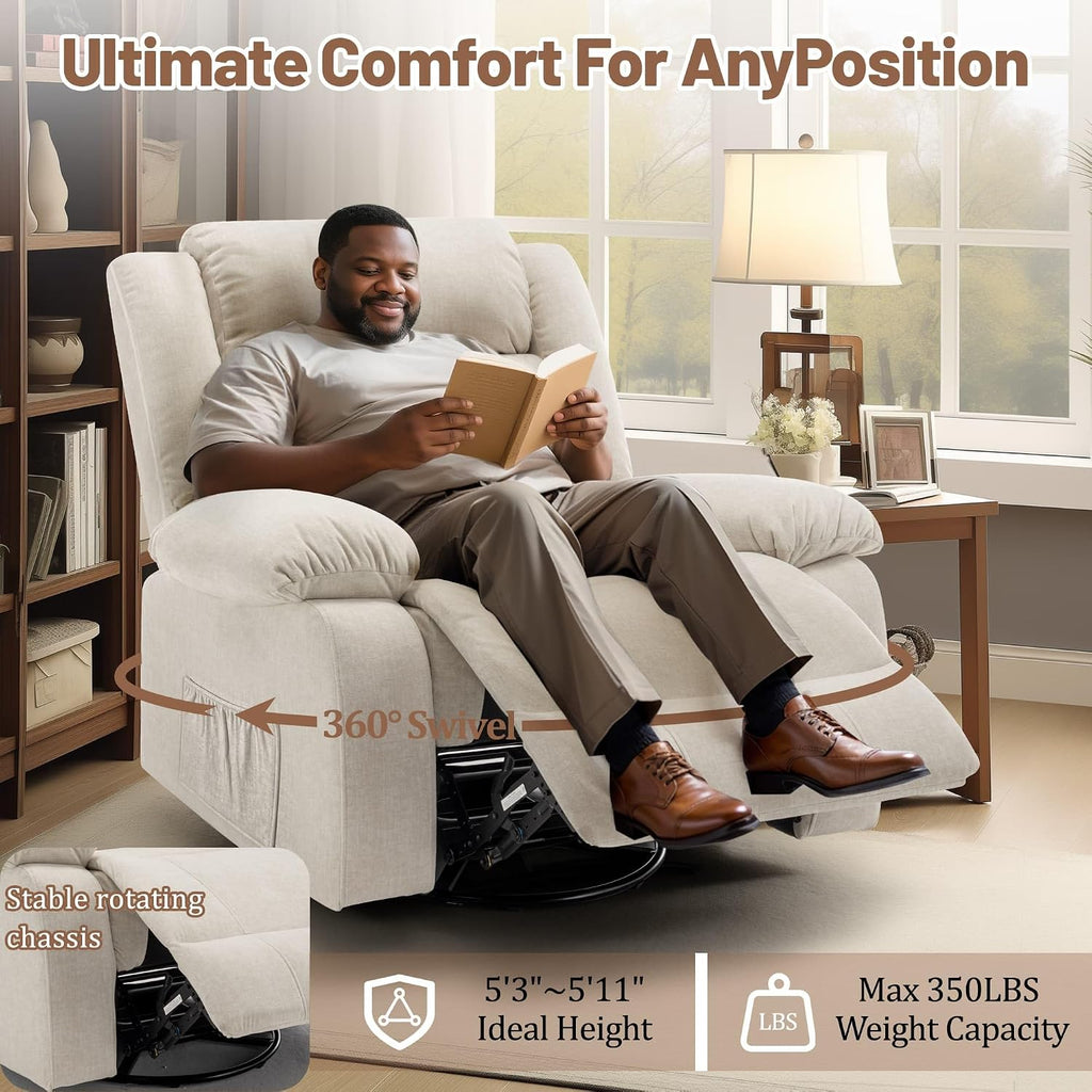 Korser Rocker Recliner Chairs for Adults, Oversized Recliner with Massage and Heating Function, 360° Swivel Nursery Rocking Chairs, Extra Wide Recliner Chair for Bedroom and Living Room