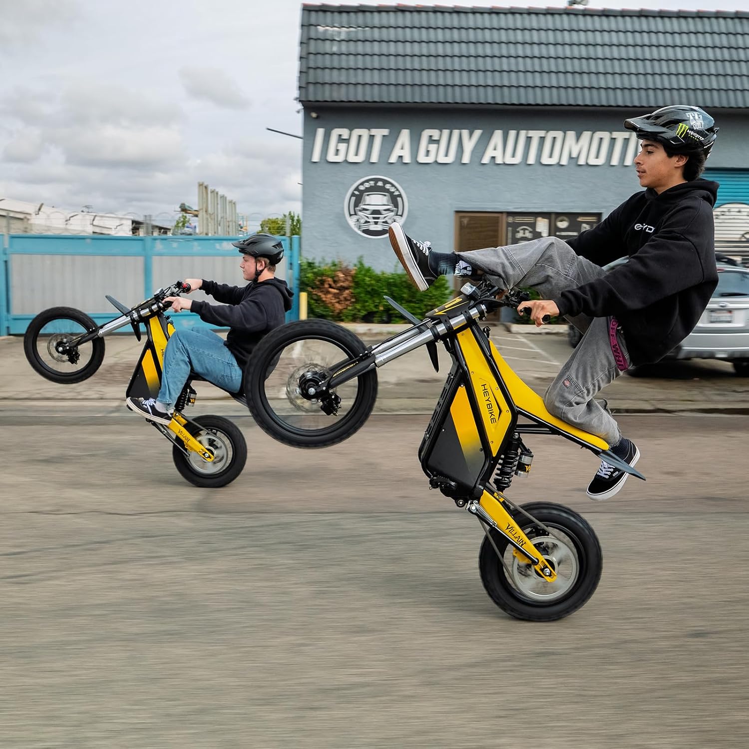 Heybike Villain Electric Dirt Bike with 4160W Motor, 52V 26AH E Dirt Bike, 14/12' Fat Tire Dirtbike with Hydraulic Brakes, Up to 45 MPH & 50 Miles Moped Style Ebike（Standard; Sunflower Yellow）