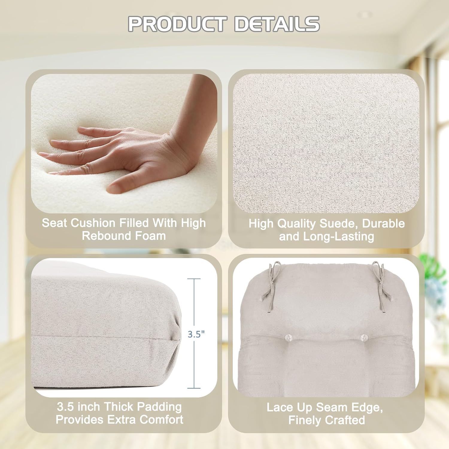 BECHAEO 5PCS Suede Glider Rocker Replacement Cushions with Ottoman Cover Thicken Soft Rocking Chair Cushion Set for Indoor Nursery Glider Rocking Chair, Beige