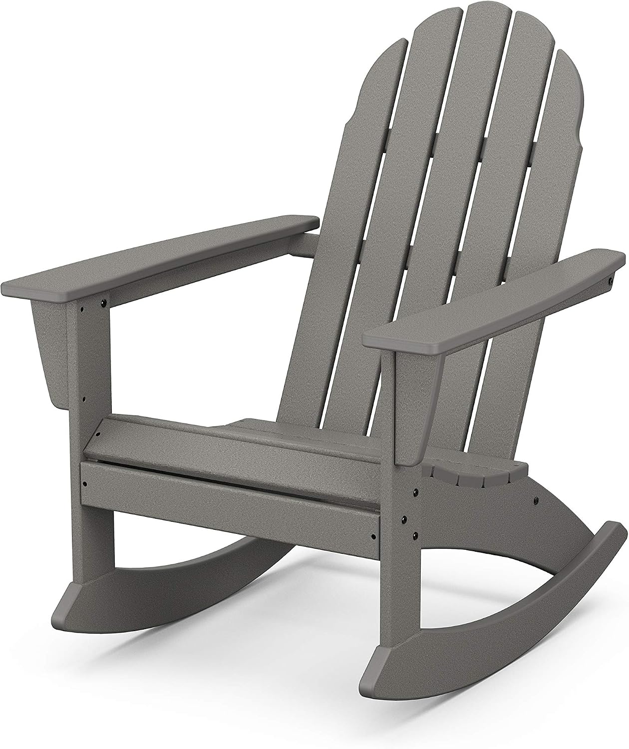 POLYWOOD Vineyard Rocking Chair Slate Grey - Heavy Duty HDPE Outdoor Patio Rocker - All-Season Composite Resin Furniture for Porch, Deck & Garden - Classic American Made Design
