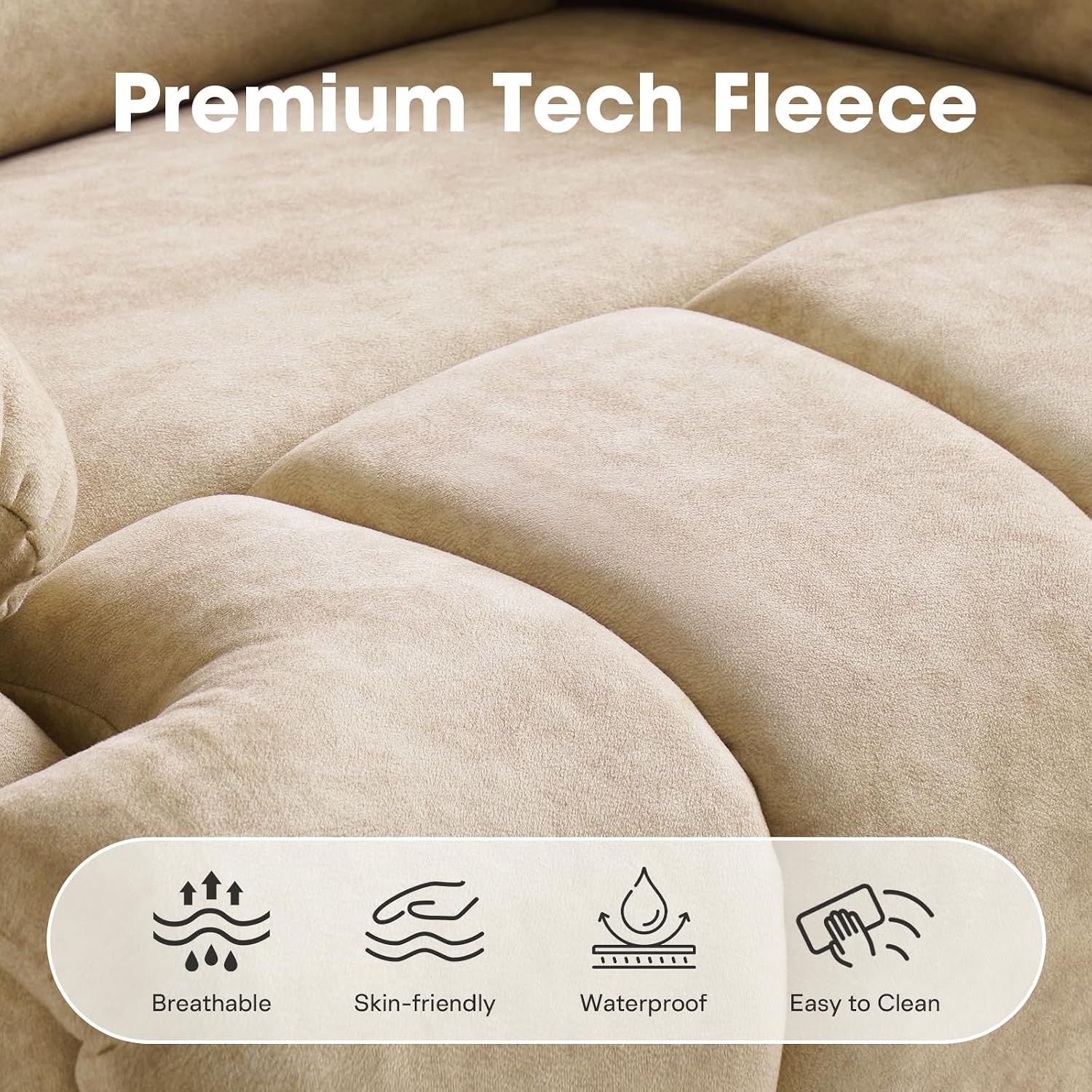 COOSLEEP Oversized Manual Swivel Rocker Recliner Chair, Extra Wide Glider Rocker Recliner for Big and Tall, Overstuffed Lazy Recliner Chair with High Back, Single Sofa Chair for Living Room(Beige)