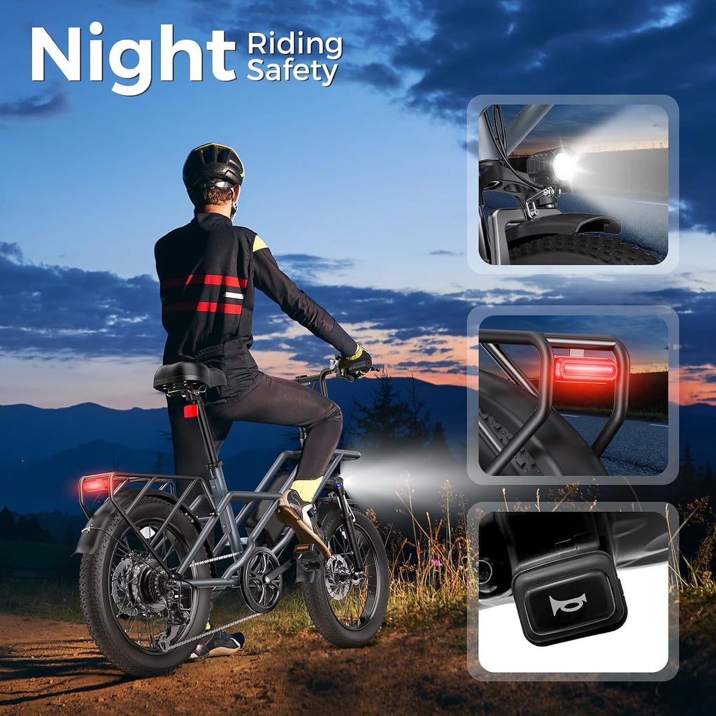 Baicycle 1800W Peak Electric Bikes for Adults 20' Fat Tire E Bike with 90 Miles(PAS) Max Range 28 MPH Electric Bicycle Step-Thru Ebikes with 48V Removable Battery 7 Speed Ebike