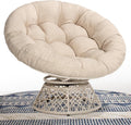 Bme 40' Ergonomic Wicker Papasan Chair with Soft Thick Density Fabric Cushion, High Capacity Steel Frame, 360 Degree Swivel for Living, Bedroom, Reading Room, Lounge