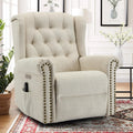 Power Swivel Rocking Glider Recliner Chair with Massage and Heat, Electric Nursery Glider Rocker for Living Room, Wingback Tufted Upholstered Recliner Chair with Type-C & USB Ports, Beige
