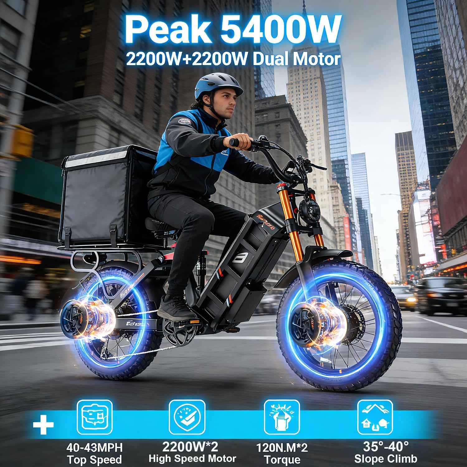 2026 Eahora 5400W Juliet Pro 2 Electric Bike for Adults 43MPH Dual Motor 70Ah Ebike 200Miles Long Range Electric Bicycle, 20'' Fat Tire Full Suspension Electric Mountain Bike for Commuting/Delivery