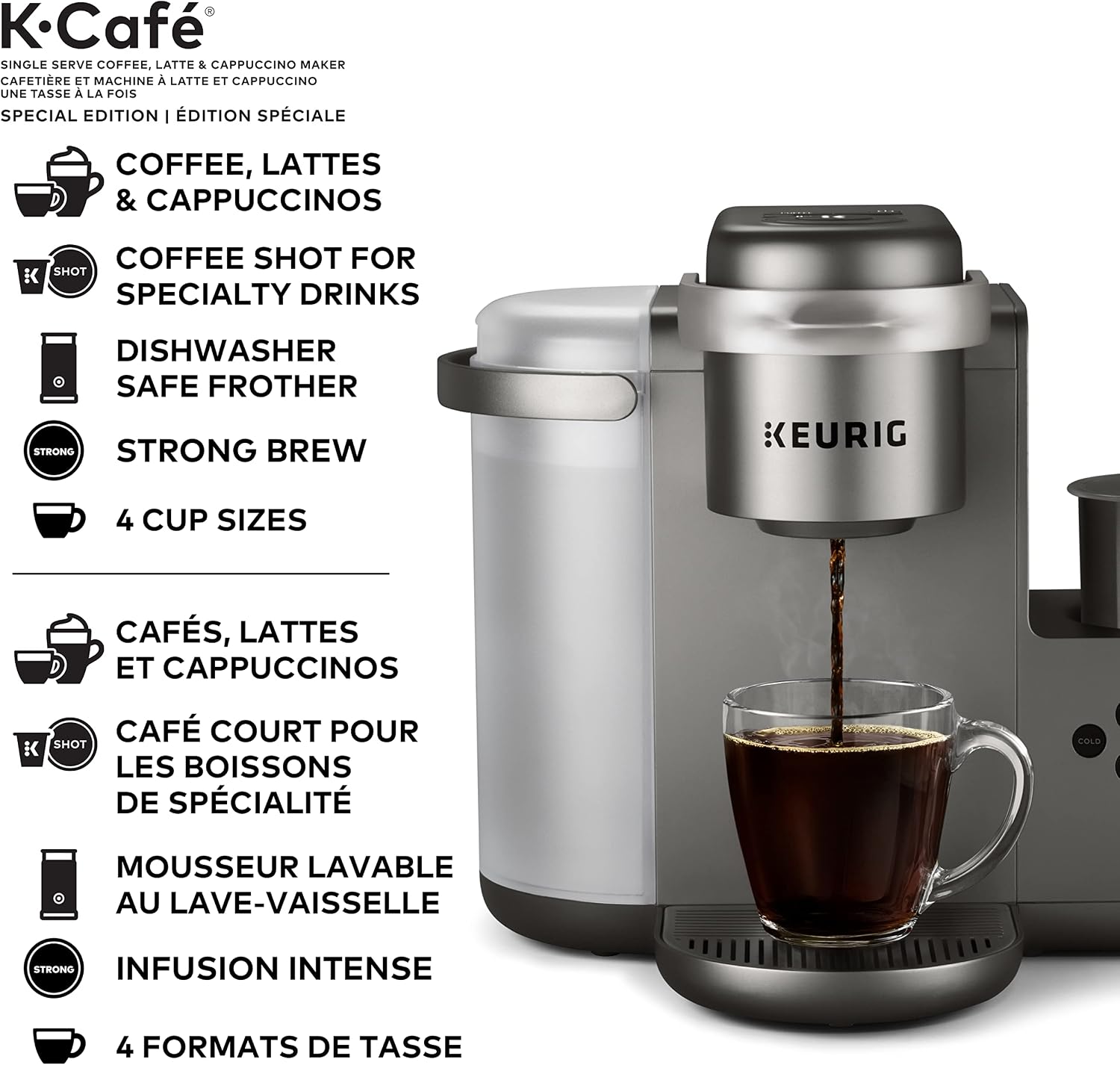 Keurig K-Café Special Edition Single Serve K-Cup Pod Coffee, Latte and Cappuccino Maker, with Milk Frother for Speciality Beverages, Grey Keurig COFFEE_MAKER
